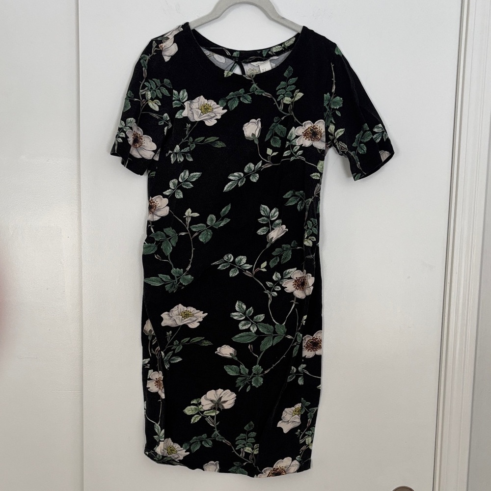 Floral Black Maternity Dress